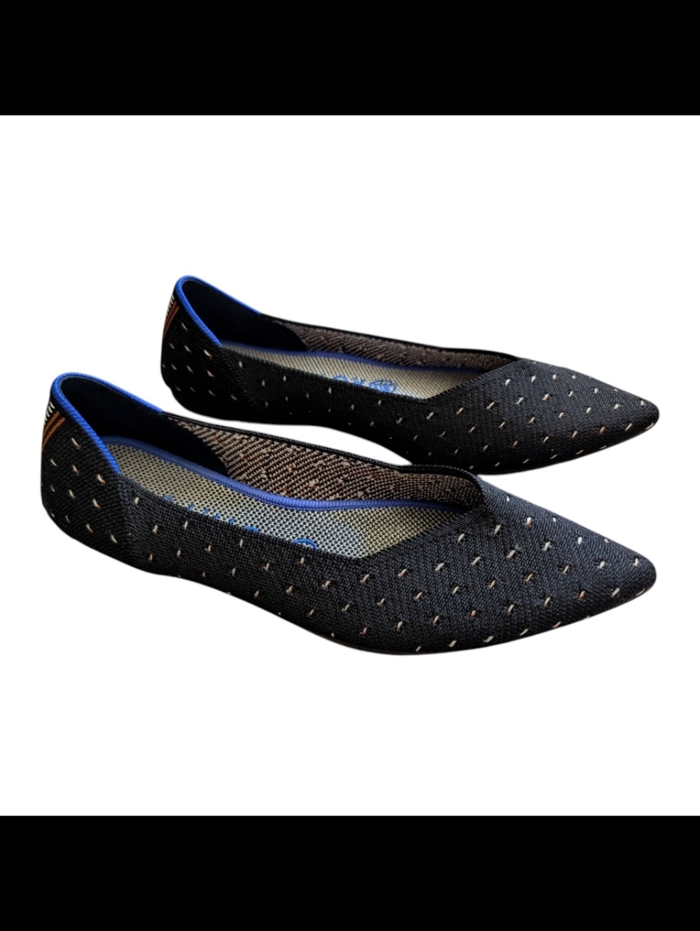 Rothy's Black Ivory Dot Pointed Ballet Flats | Size: 8.5